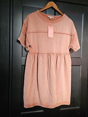 New Aiblee Dress- Terry Babydoll Faded Peach Apricot- Small- NWT